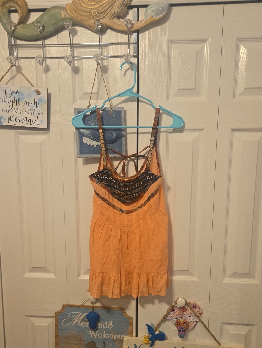Lucca Couture Orange Embroidered Camisole Tank